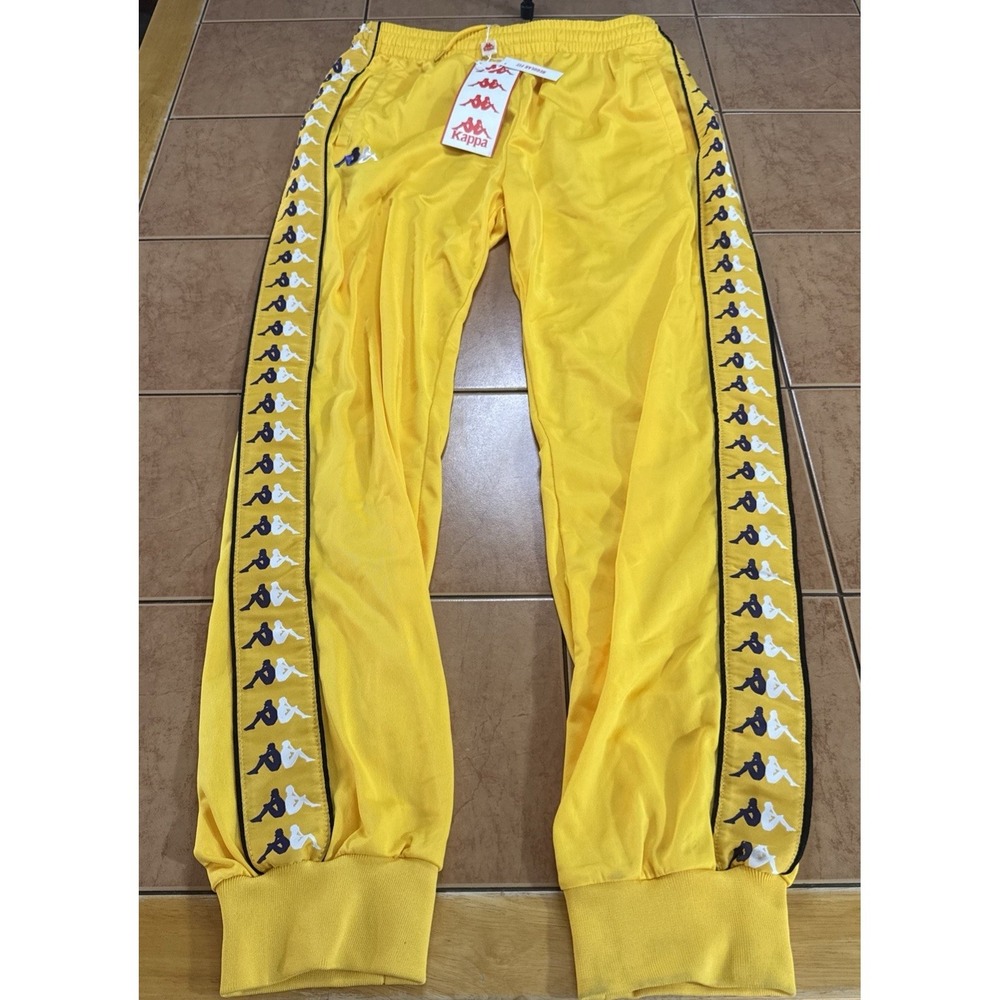 New Kappa Pants Mens Sz Medium Yellow 222 Banda Taggart Track Joggers Sweatpants